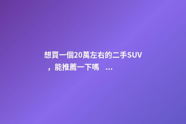 想買一個20萬左右的二手SUV，能推薦一下嗎？